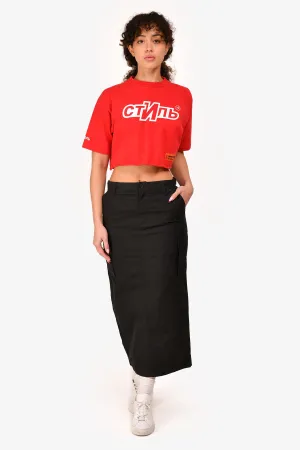 Wardrobe NYC Black Cotton Cargo Midi Skirt Size XS
