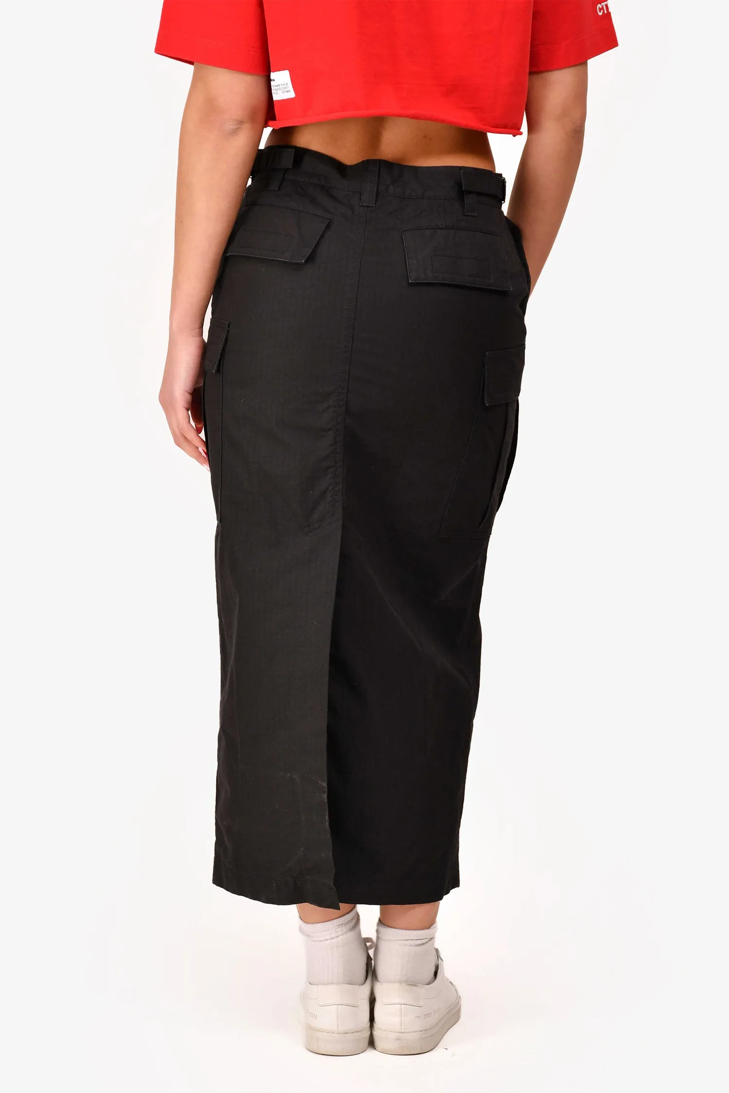 Wardrobe NYC Black Cotton Cargo Midi Skirt Size XS
