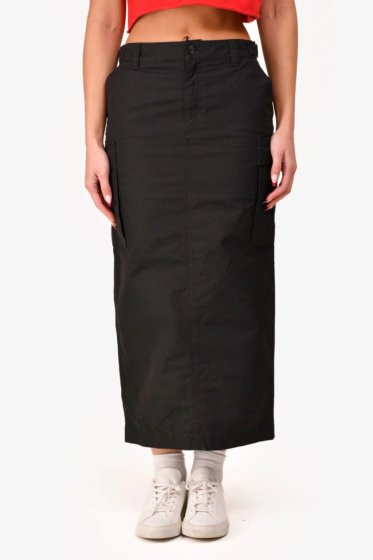Wardrobe NYC Black Cotton Cargo Midi Skirt Size XS