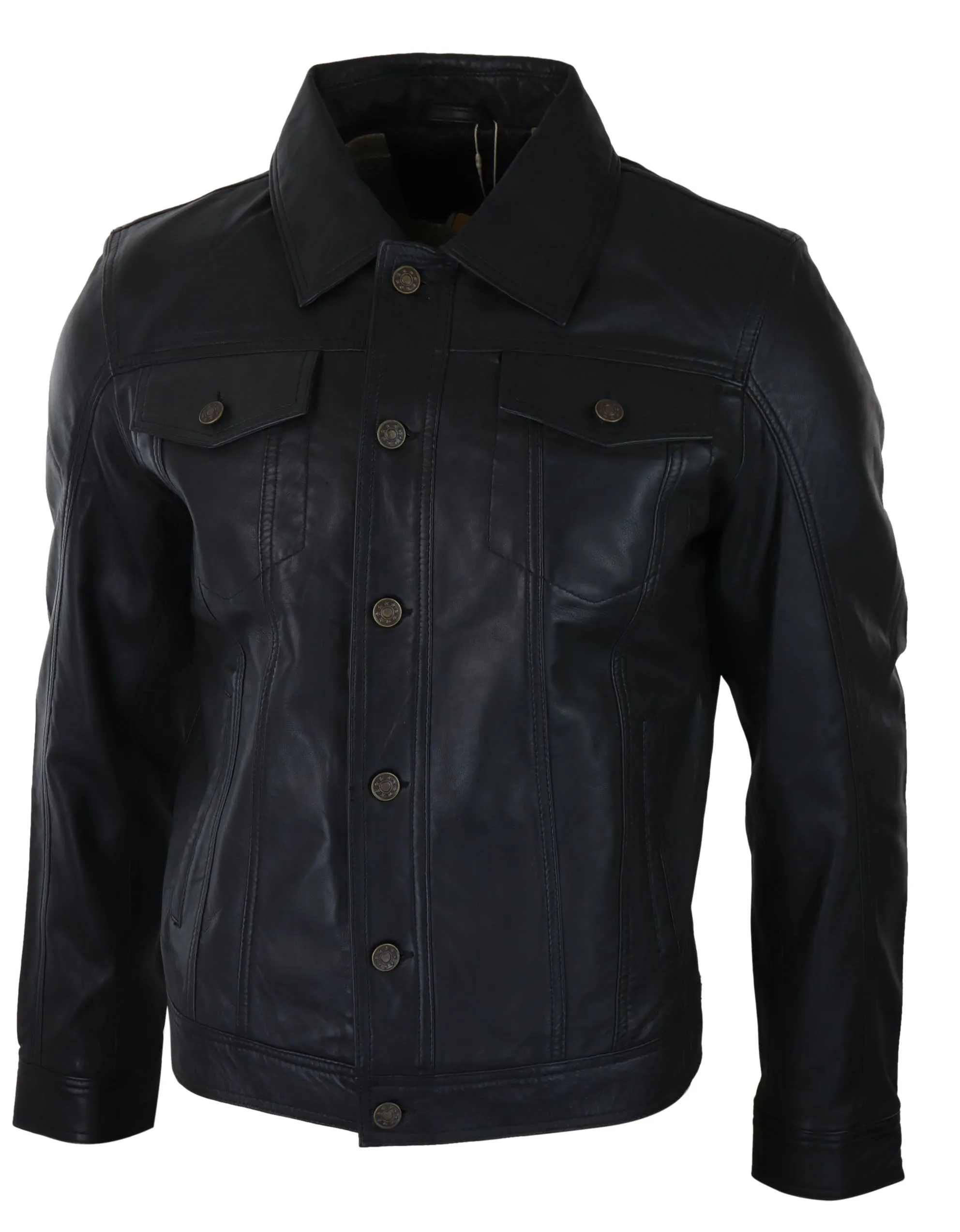 Washed Leather Short Biker Jacket