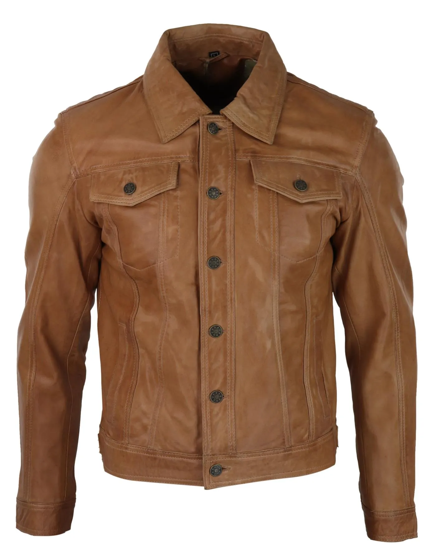 Washed Leather Short Biker Jacket