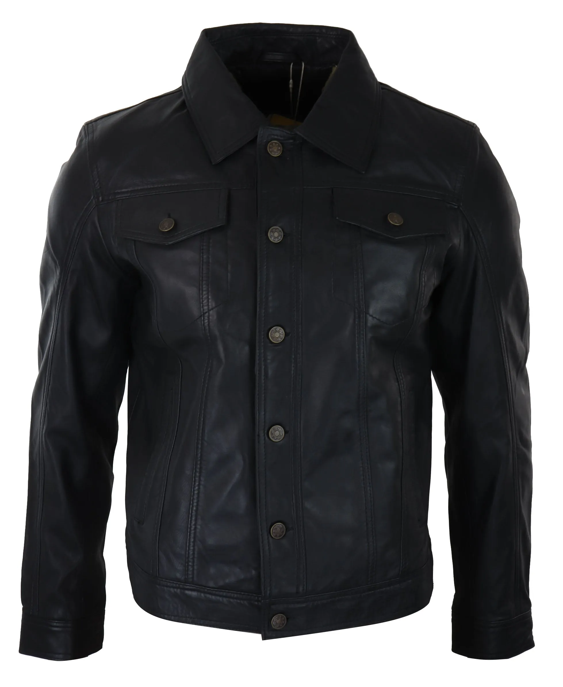 Washed Leather Short Biker Jacket