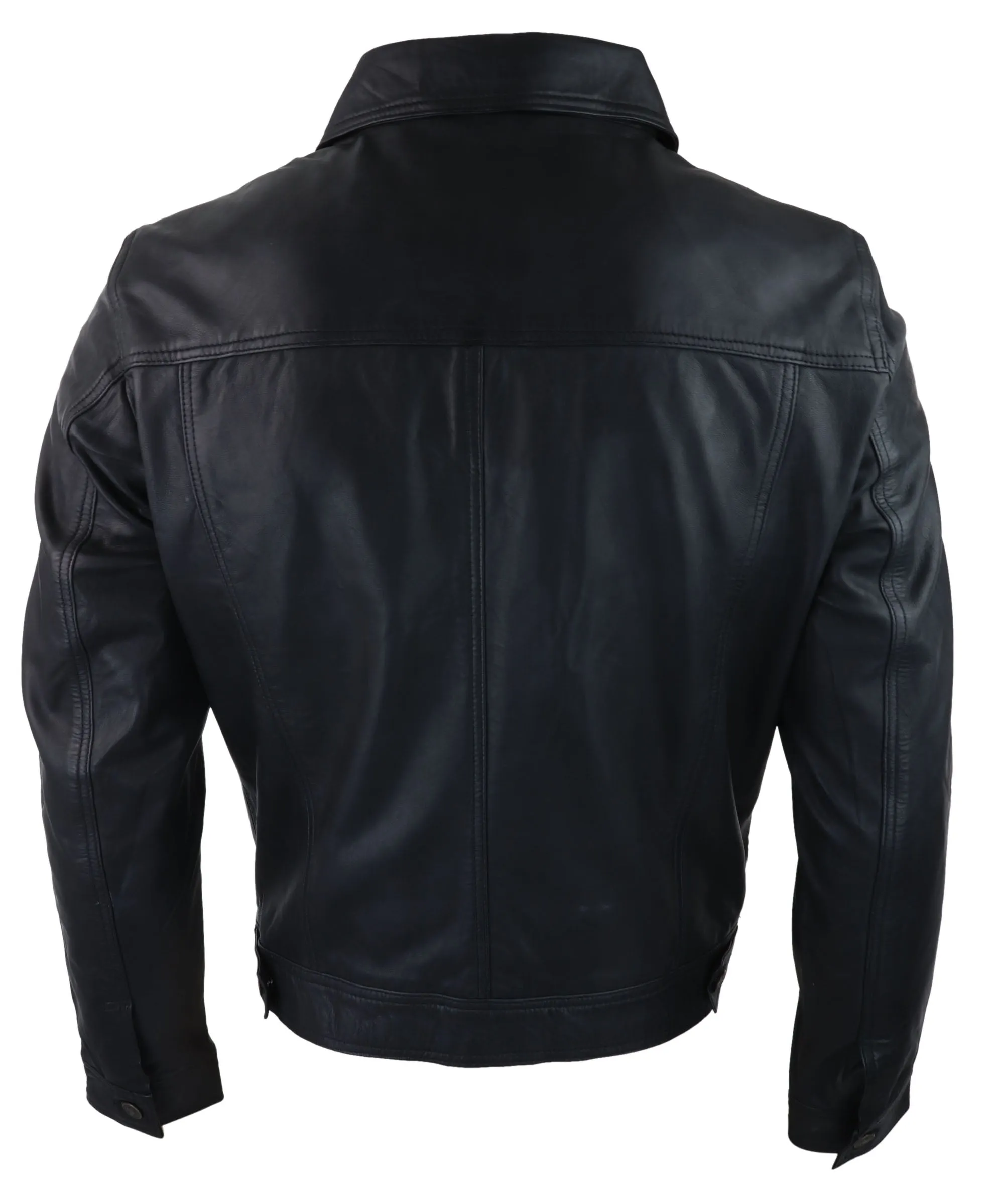 Washed Leather Short Biker Jacket