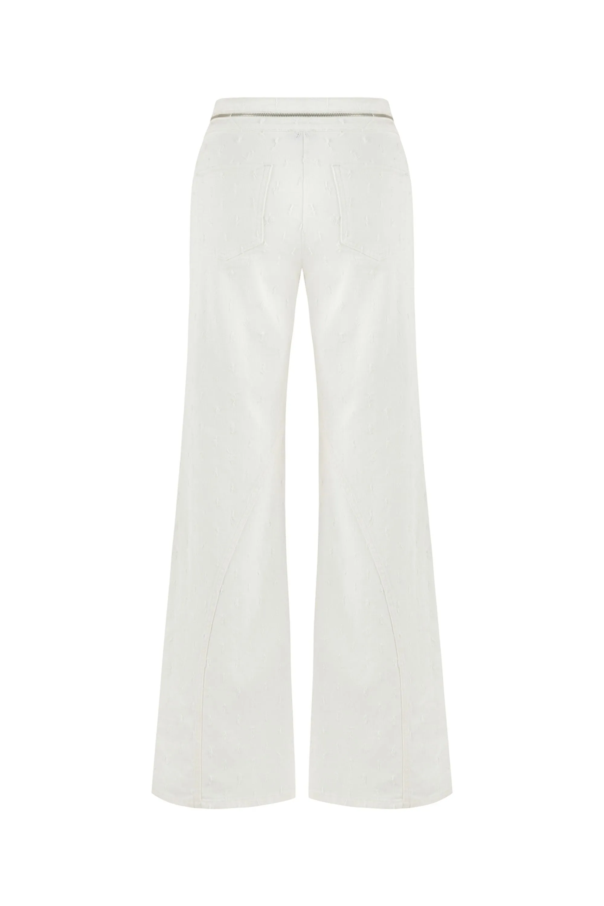 Wide Leg Jeans with Zipper Detail at Waist