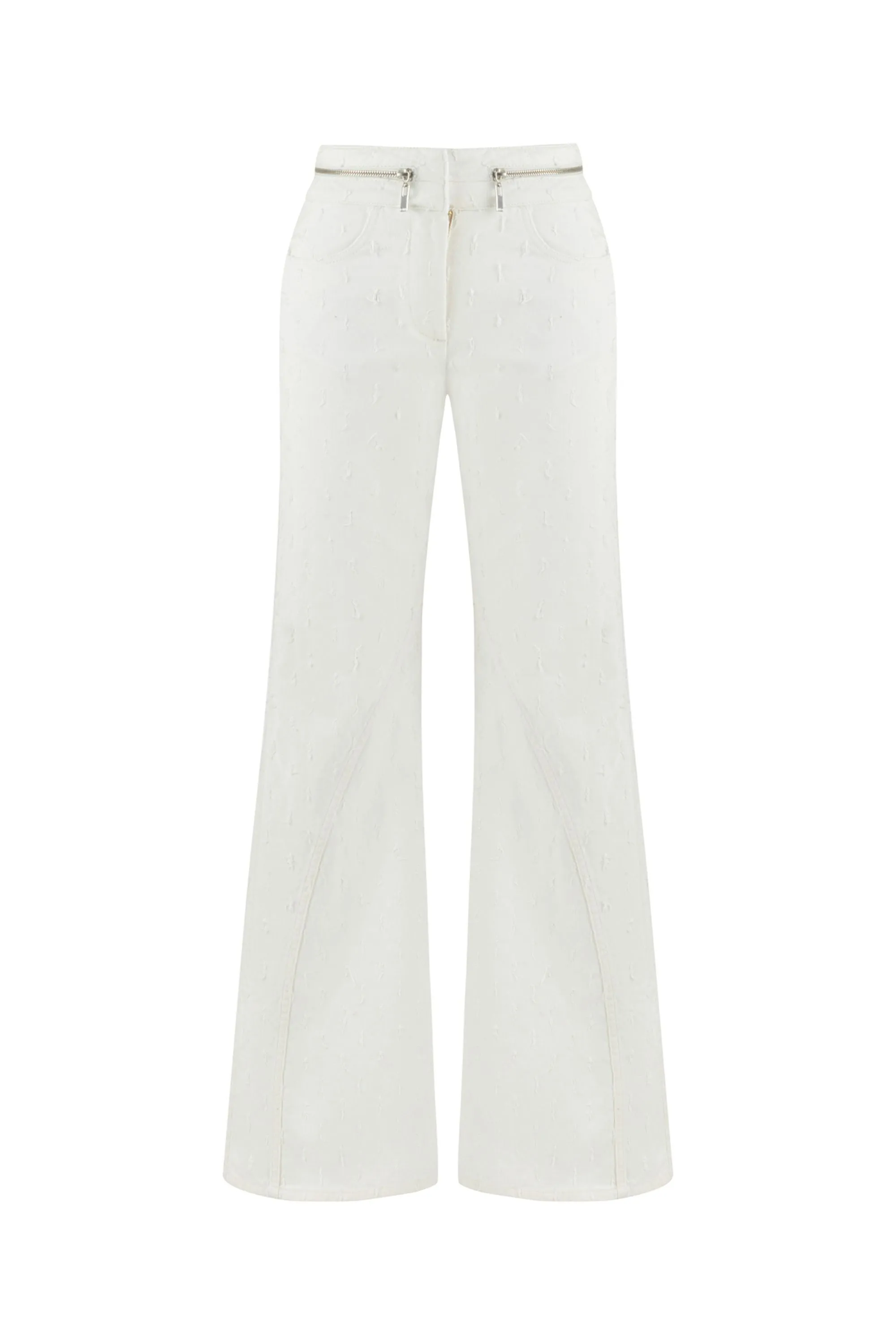 Wide Leg Jeans with Zipper Detail at Waist