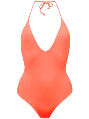 Women Nina Halter Strap One-Piece Bathing Suit In Salmon Pink