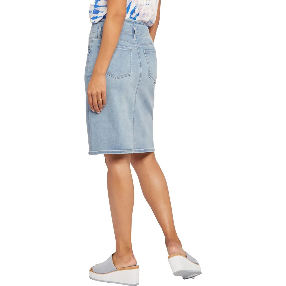Womens Distressed Denim Denim Skirt