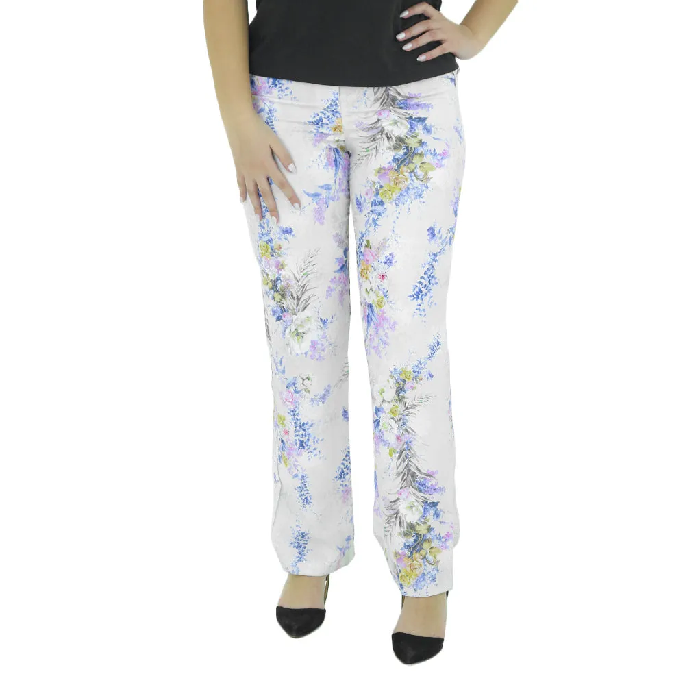 Women's Floral Casual Pant,White