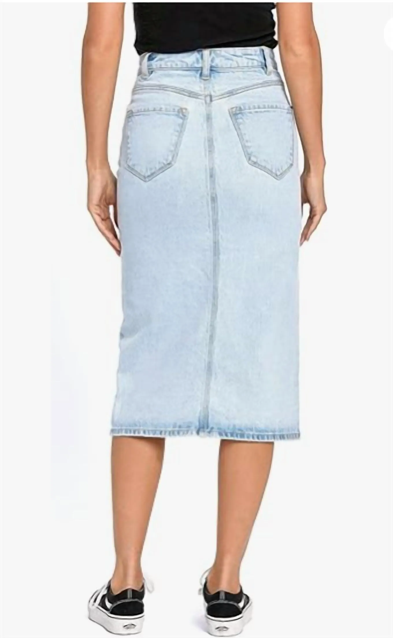 Women's Juniors Front Slit Long Denim Jean Skirt In Light Denim