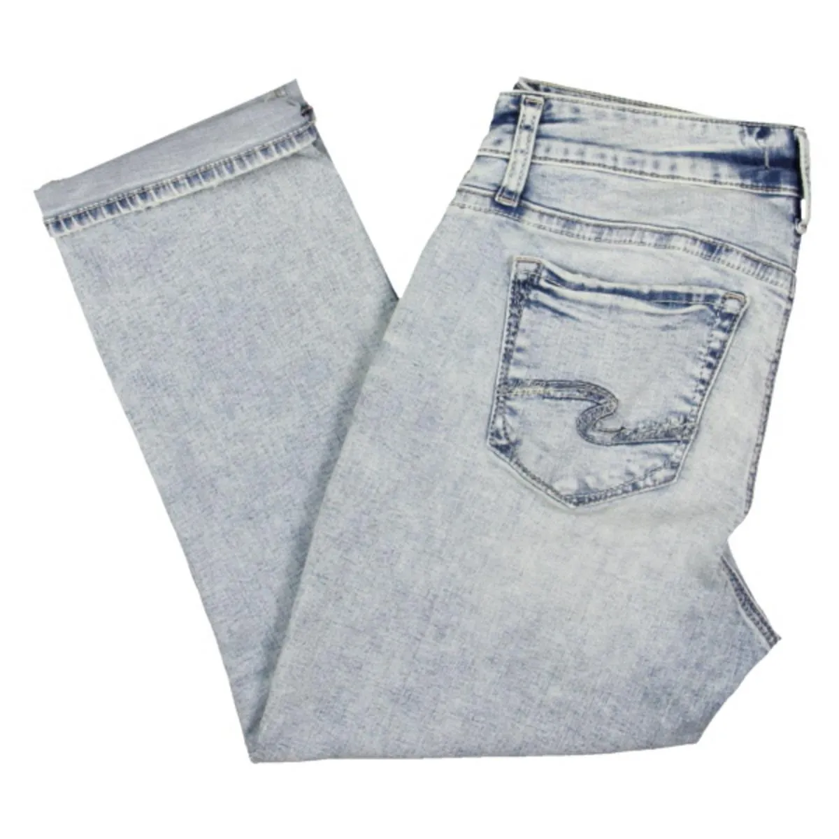 Womens Mid Rise Faded Capri Jeans