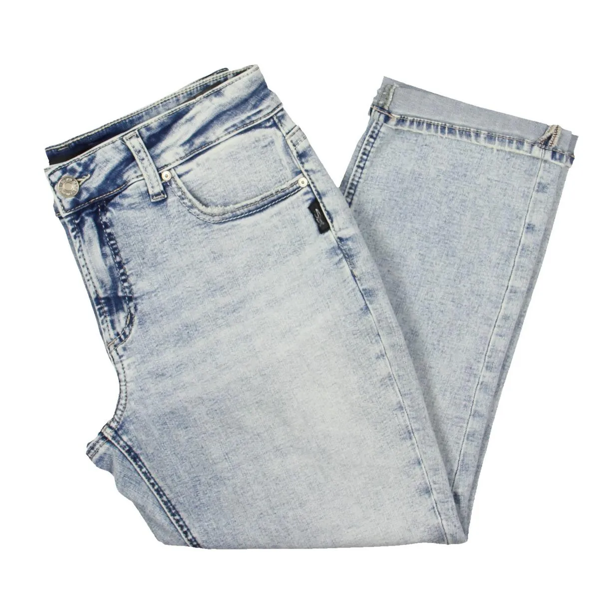 Womens Mid Rise Faded Capri Jeans