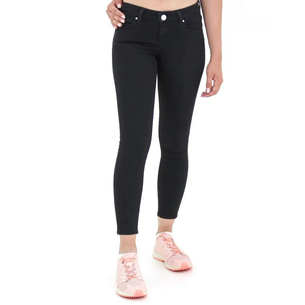 Women's Plain Solid Jeans,Black