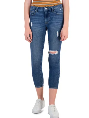 Women's Ripped Cropped Ankle Jeans,Blue