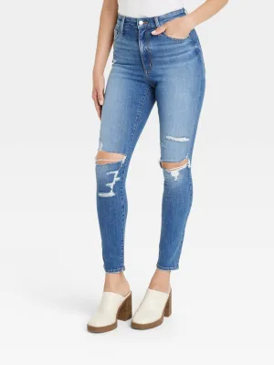 Women's Ripped Washed Jeans,Blue