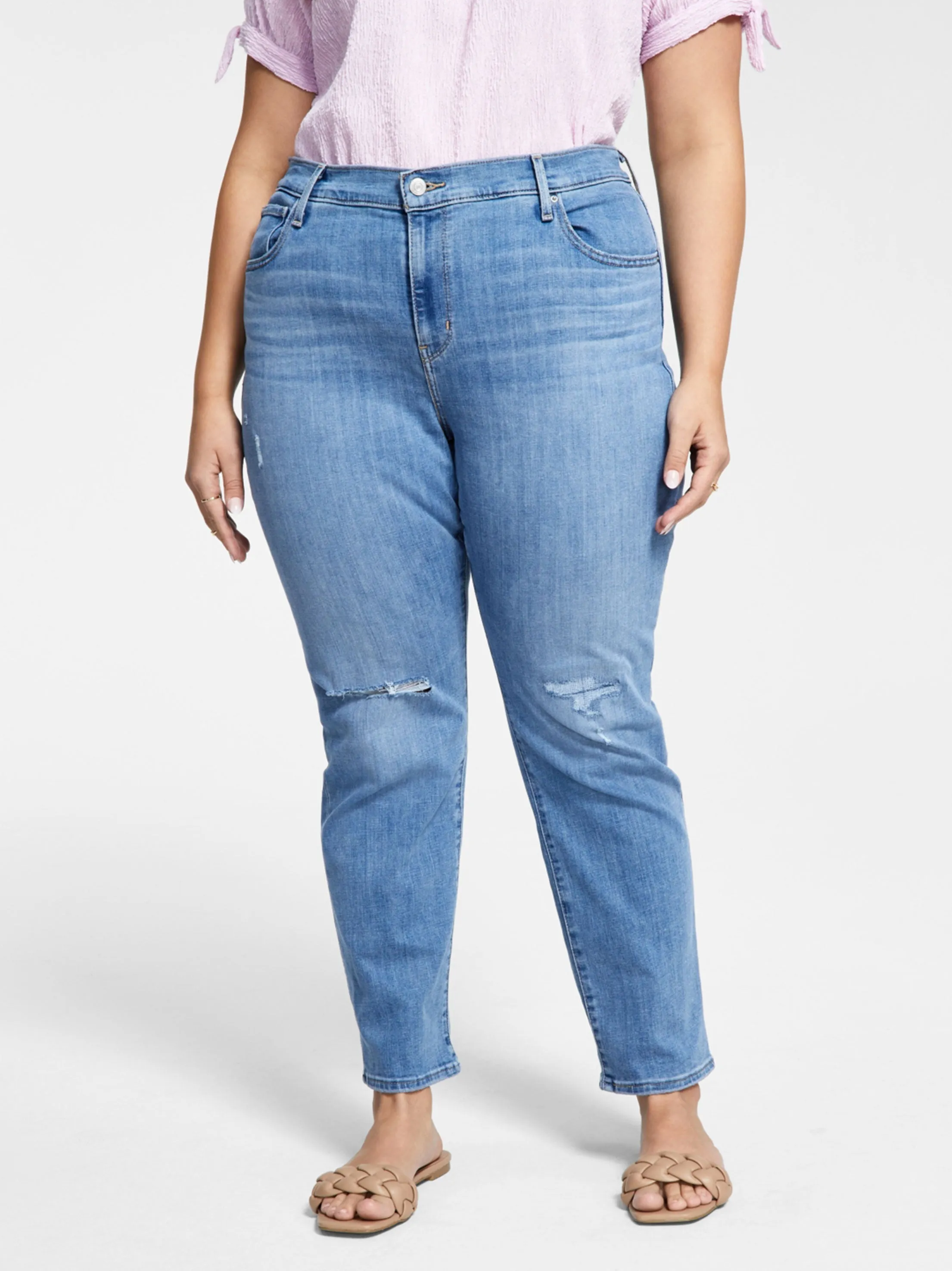 Women's Ripped Washed Jeans,Blue