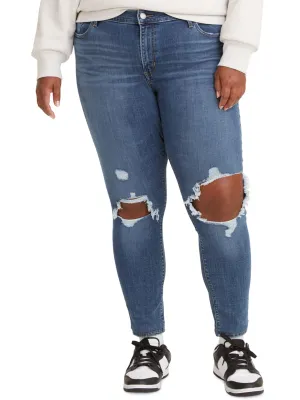 Women's Ripped Washed Jeans,Blue