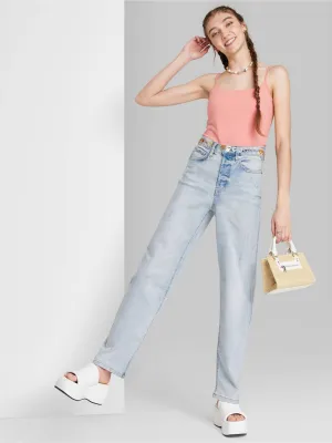 Women's Ripped Washed Jeans,Light Blue