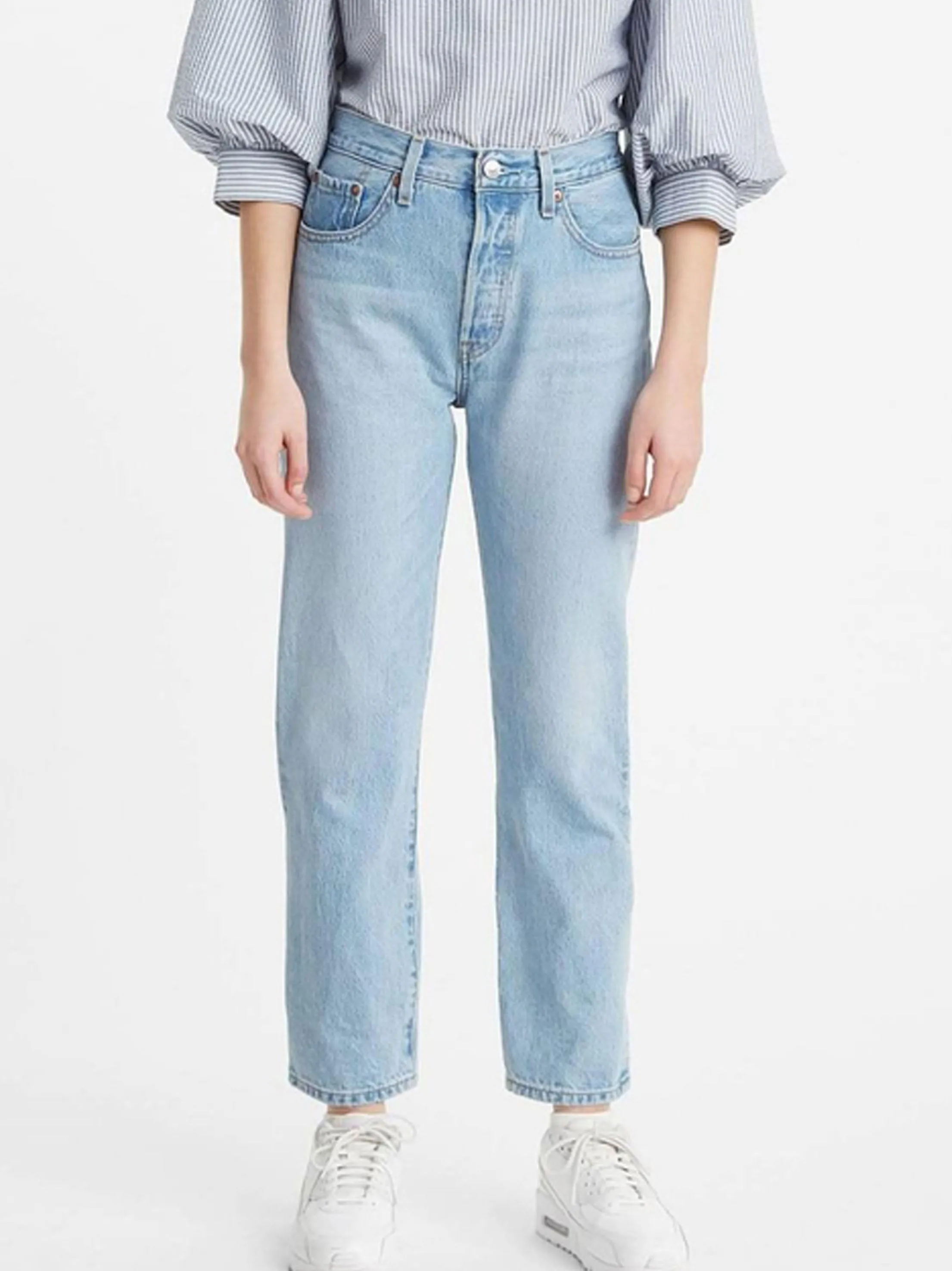 Women's Washed Cropped Jeans,Light Blue