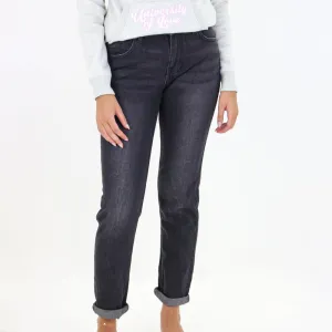 Women's Washed Jeans Pant,Black