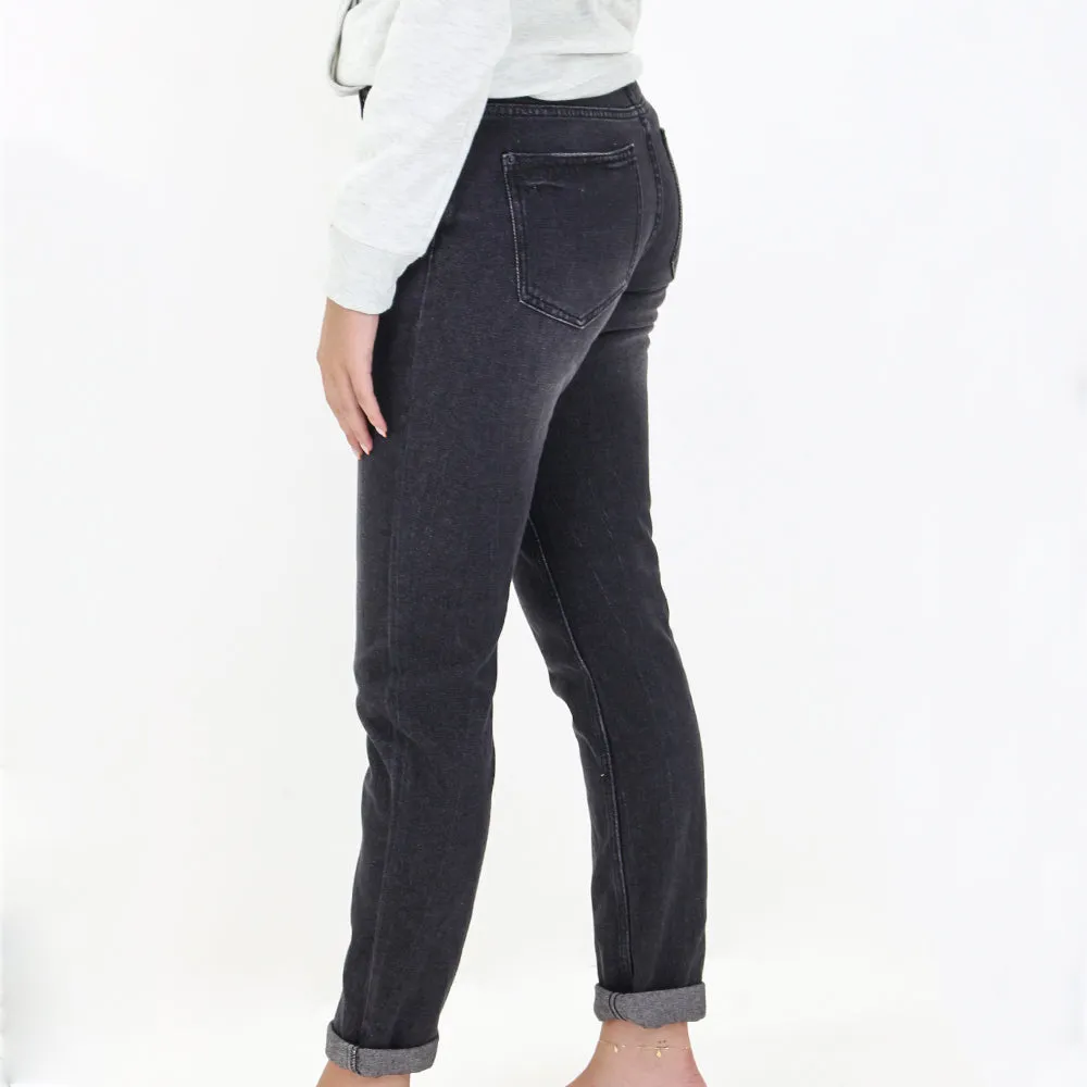 Women's Washed Jeans Pant,Black