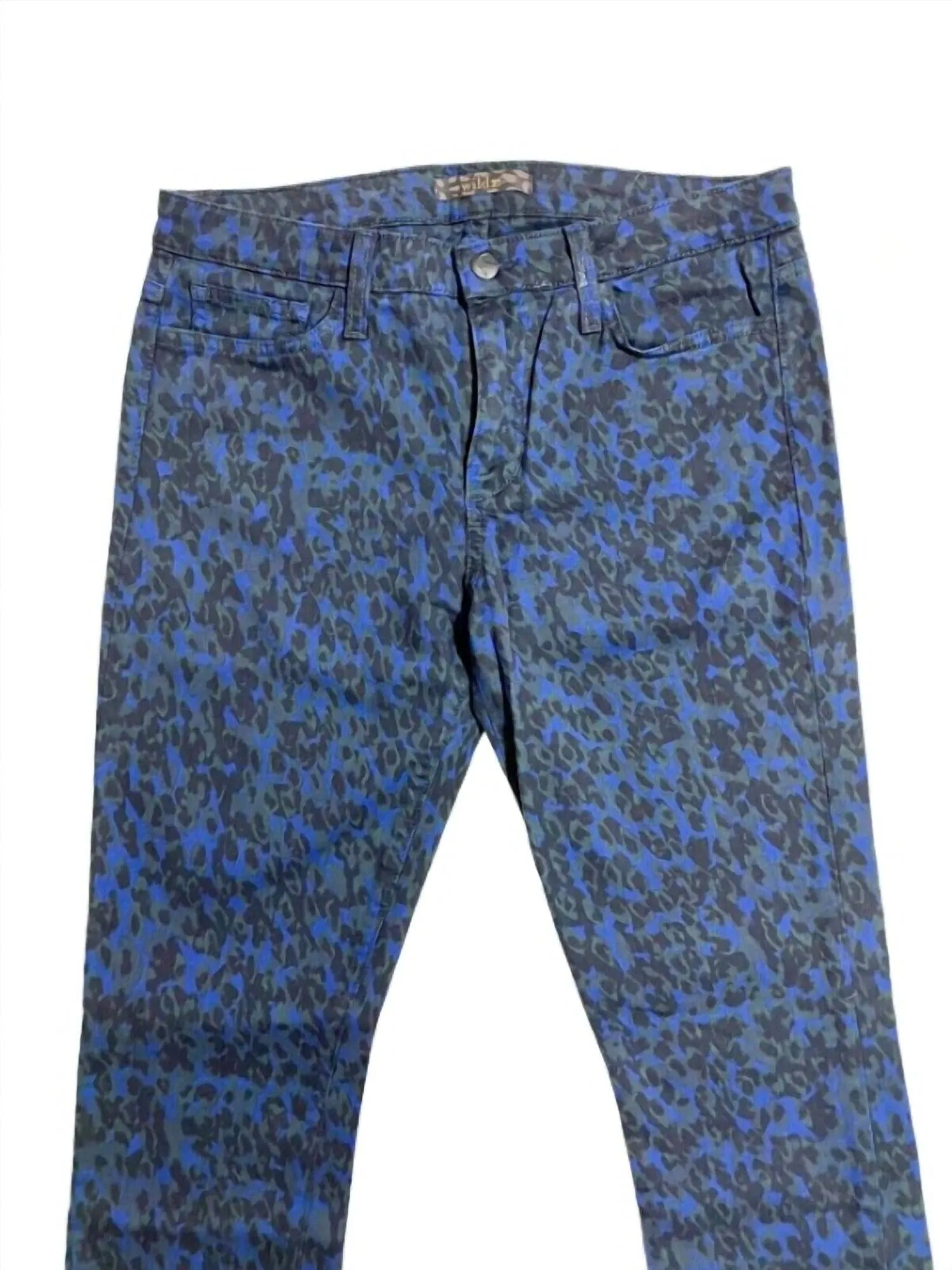 Women's Wild Print Mid Rise Skinny Jeans In Blue, Black