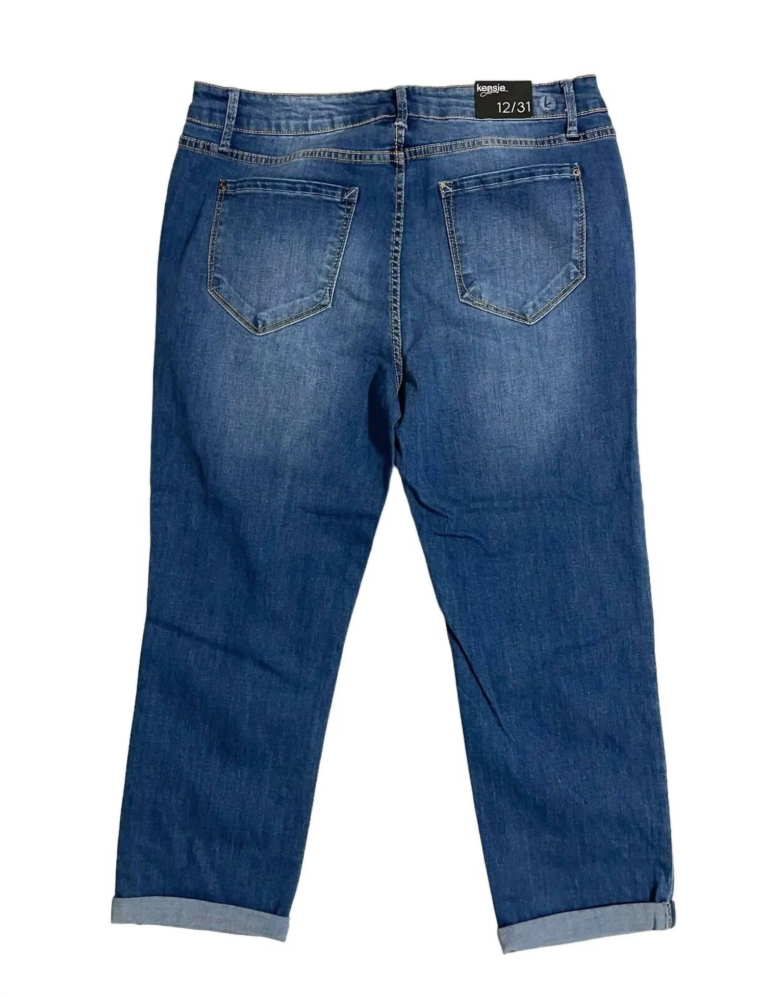 Women'seffortless Ankle Mid Rise Rolled Hem Jeans In Blue