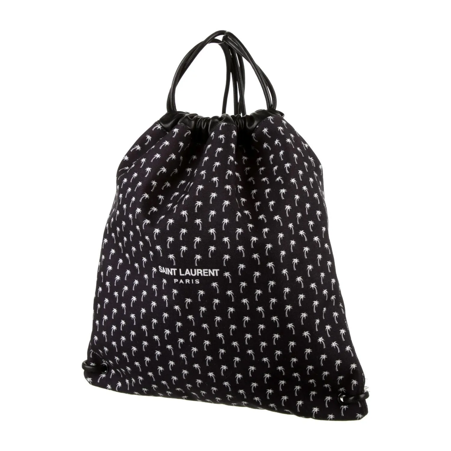 Ysl Bags Saint Laurent Teddy Black Canvas Palm Drawstring Backpack 553919