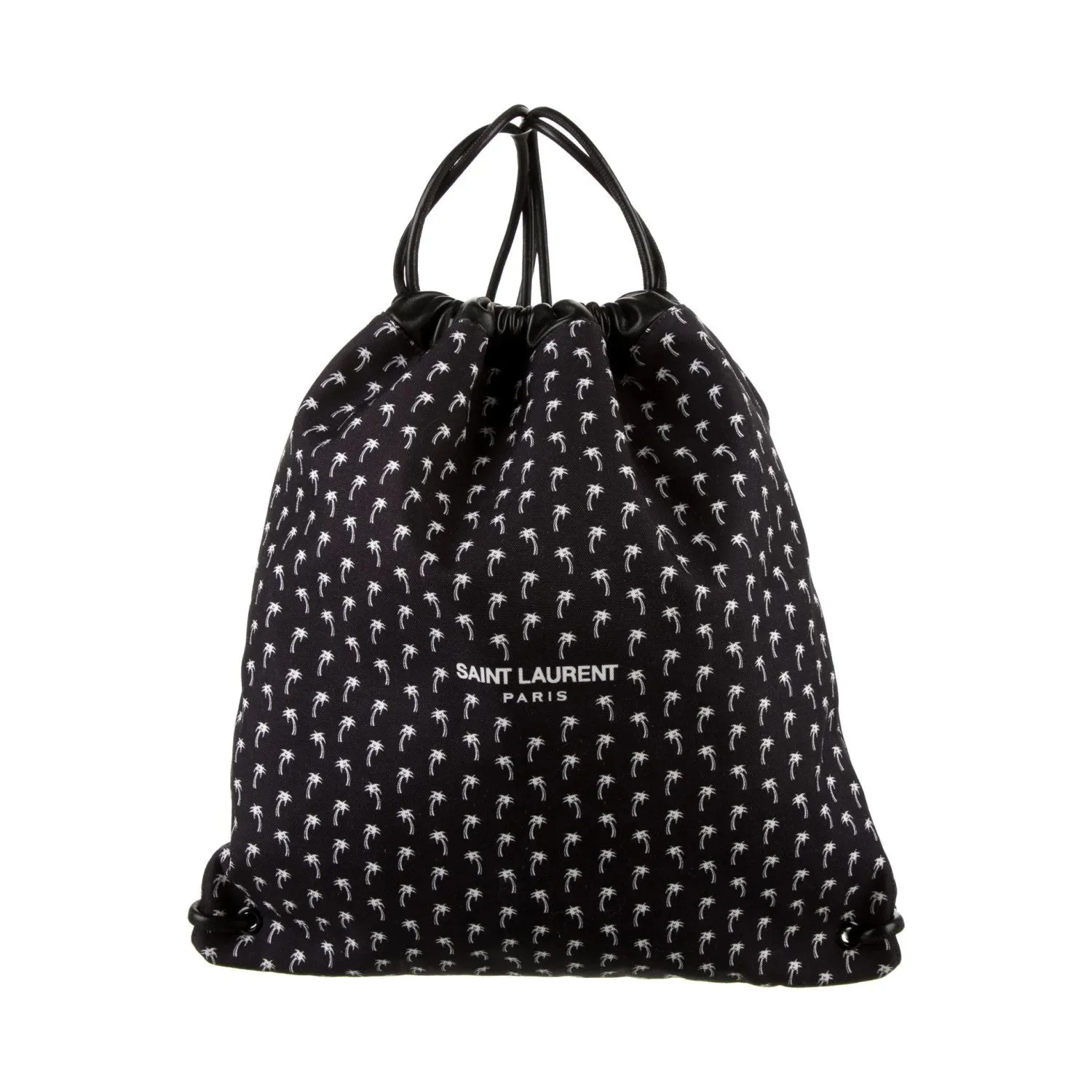 Ysl Bags Saint Laurent Teddy Black Canvas Palm Drawstring Backpack 553919