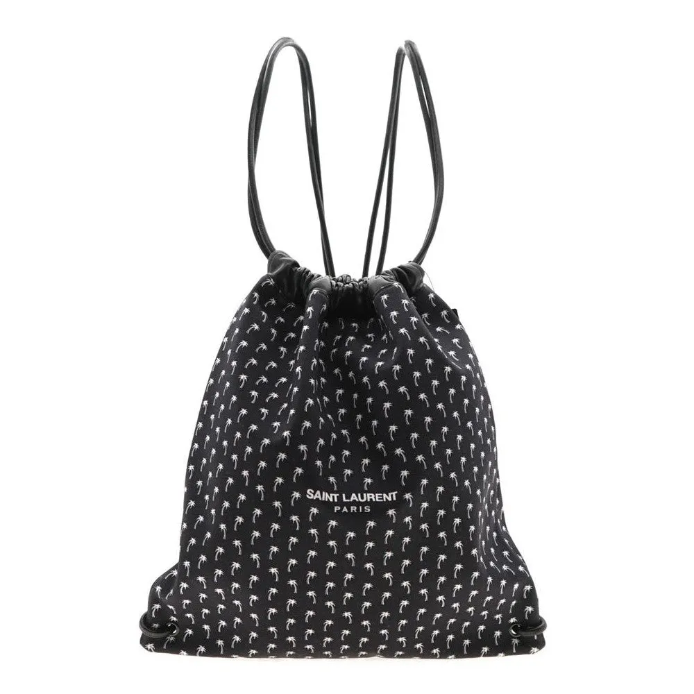 Ysl Bags Saint Laurent Teddy Black Canvas Palm Drawstring Backpack 553919