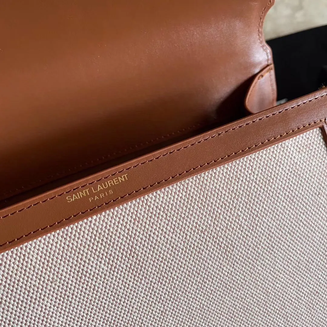 Ysl Bags YSL Cassandra Medium Top Handle Bag In Canvas and Smooth Leather