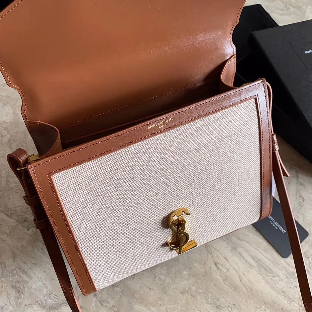 Ysl Bags YSL Cassandra Medium Top Handle Bag In Canvas and Smooth Leather