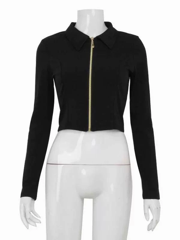 Zaniah Backless Zipper Cropped Jacket