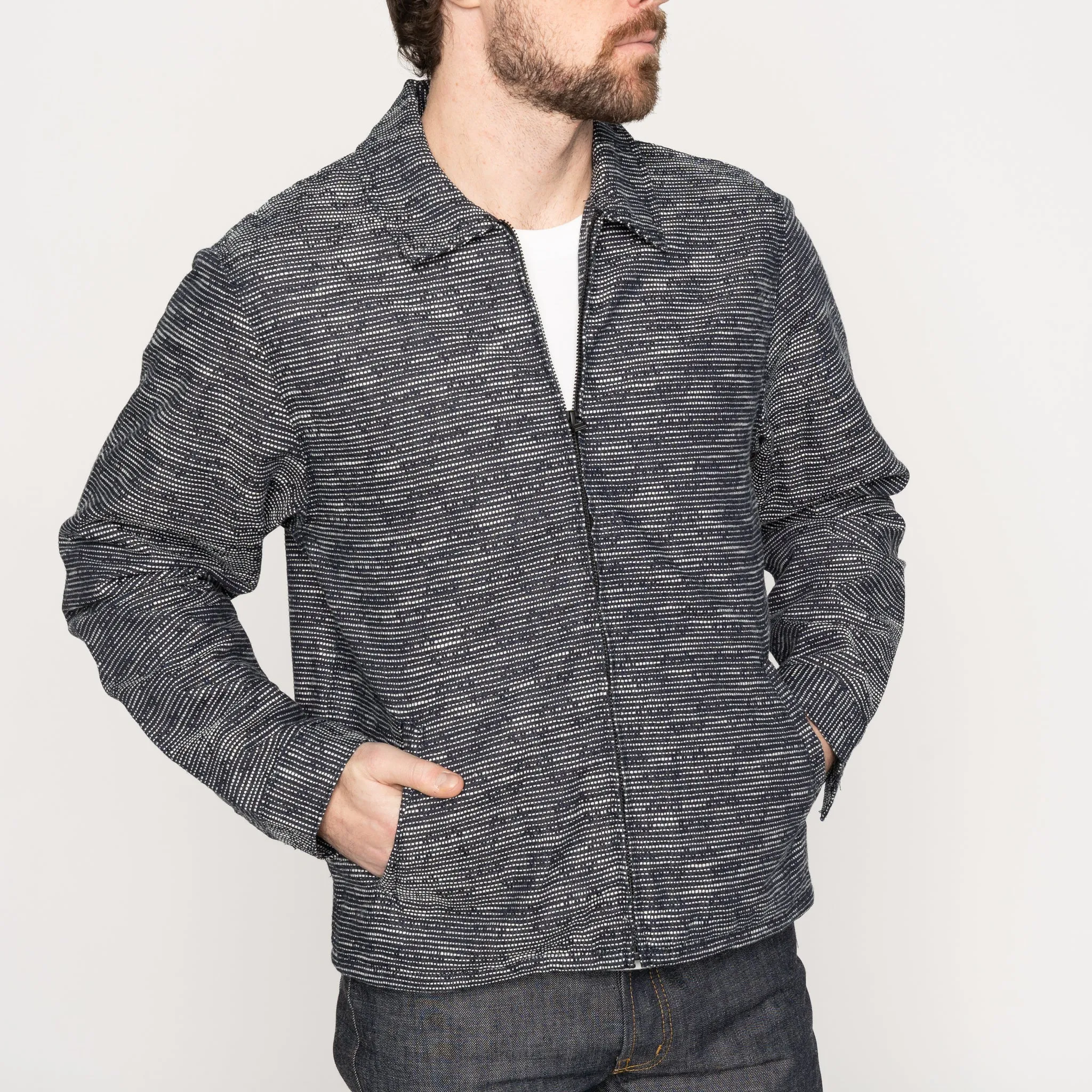 Zip Jacket - Slub Sashiko  Denim